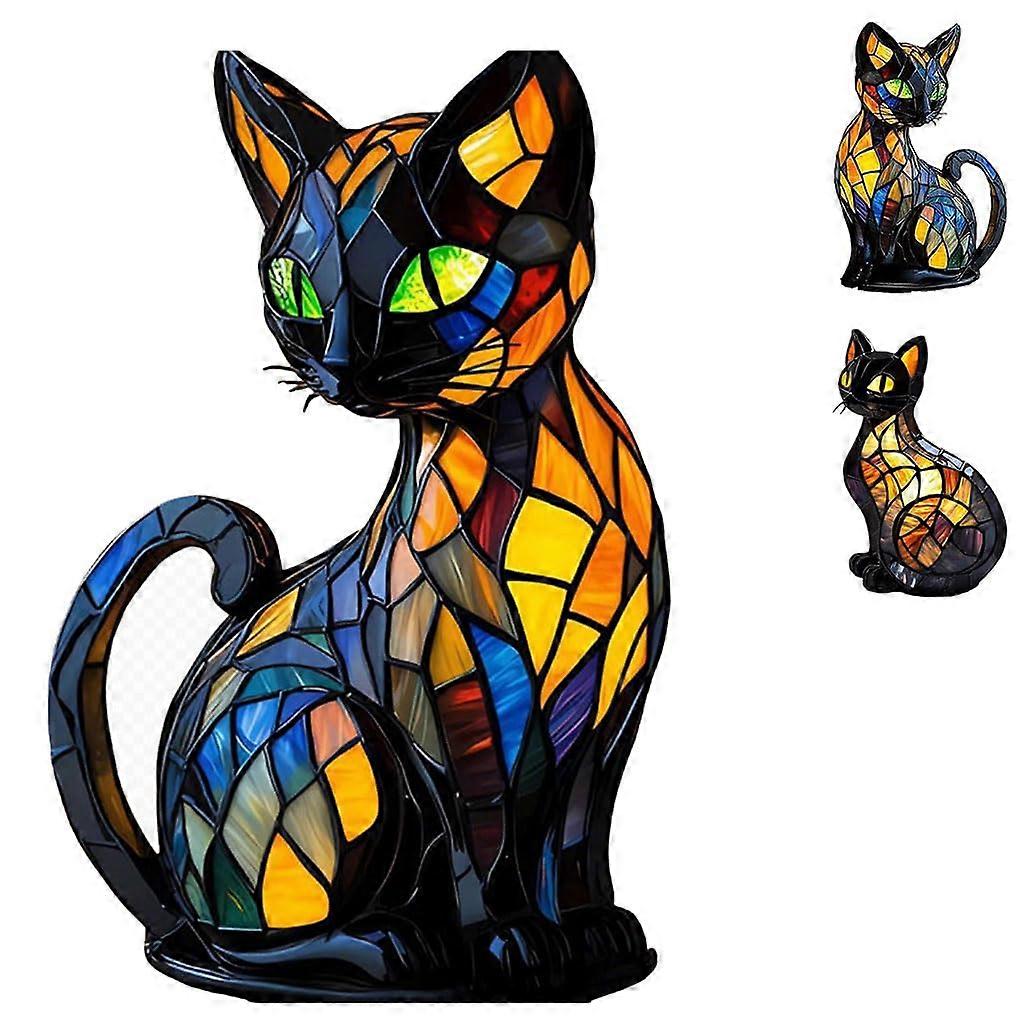 Cat lamp mosaic, luminous cat, cat lamp Tiffany, cat lamp stained glass, cat lamp, Solymall cat lamp