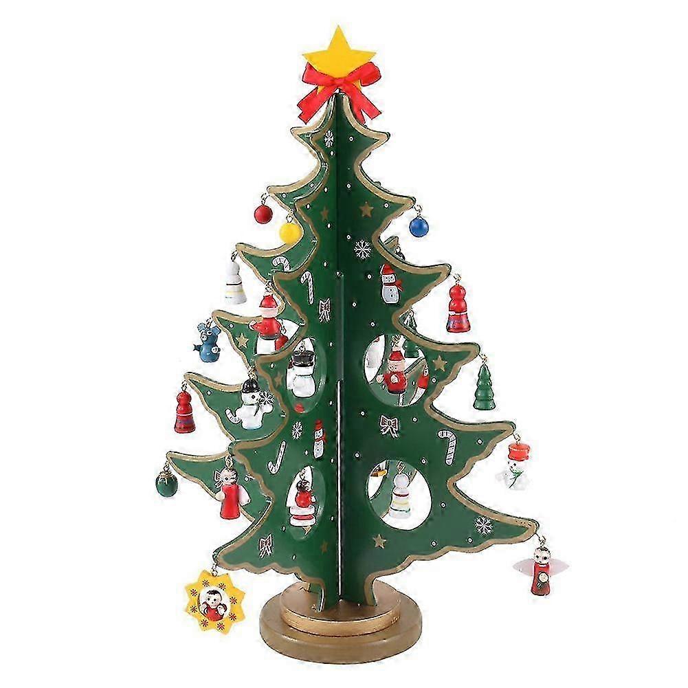 Wooden Christmas Tree Desktop Decor 19cm for Desk, Dining Table or Children's Room with No Tools Needed for Assembly