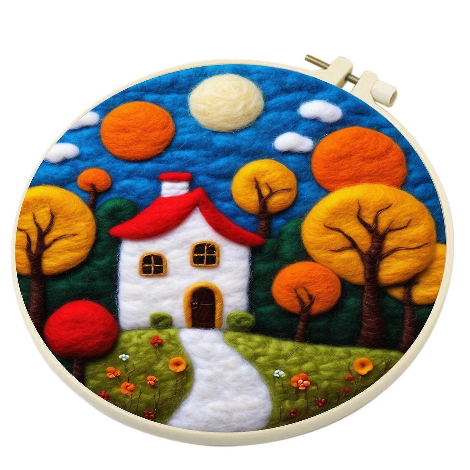 Felt Needle Set for Needle Felting, Includes Christmas Tree Hedgehog Craft Kit, Foam Pad, Felt Cloth, Picture Frame for Holidays