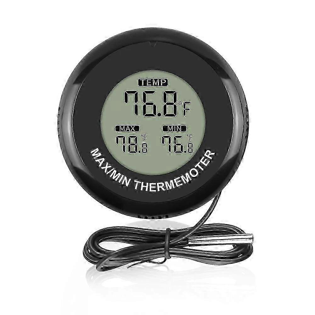 High Accuracy Round LCD Digital Thermometer with 1 Second Refresh for Reptile Enclosure