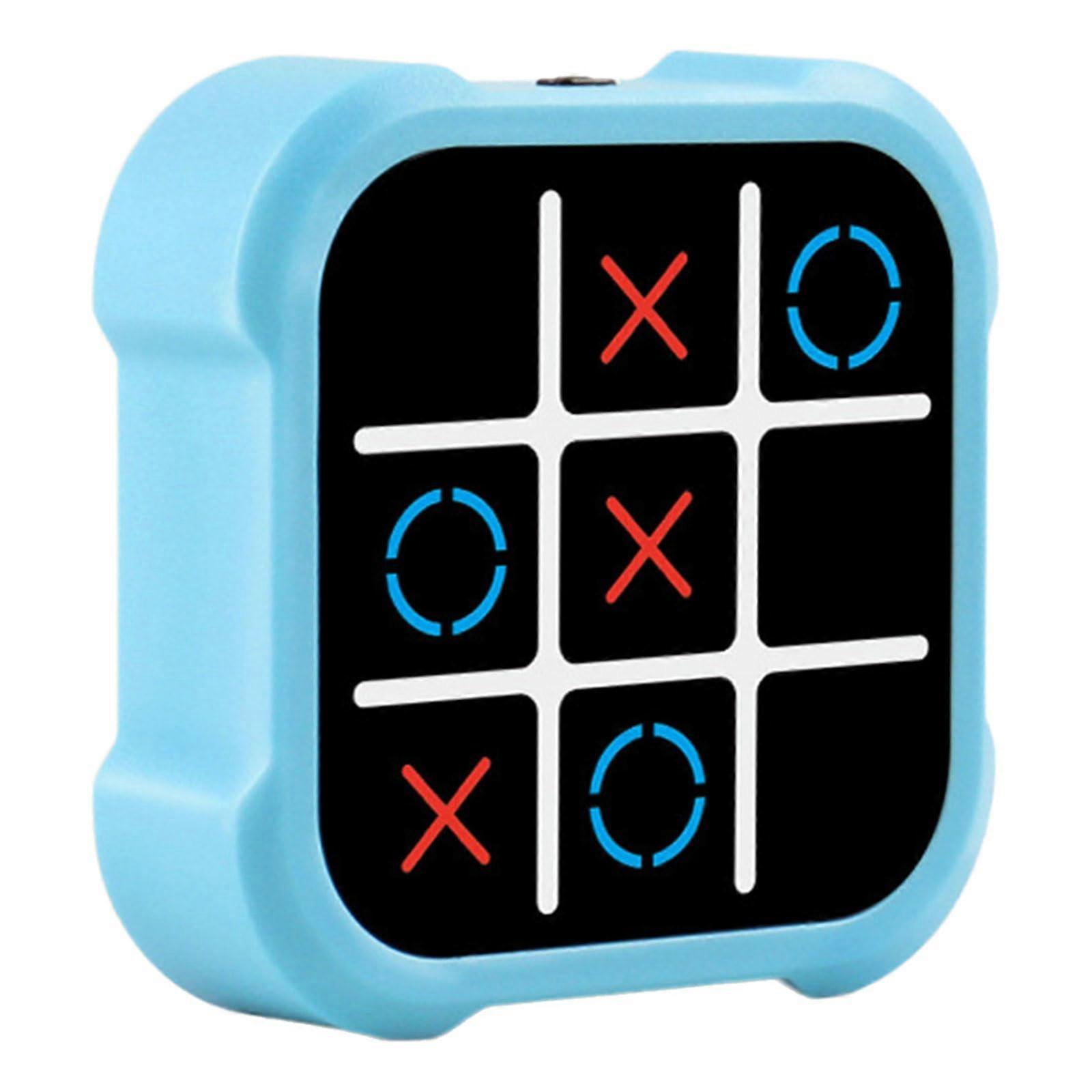 Noughts and Crosses Game Chess Classic Board Game Toy 4in1 Puzzle Game Kids Electronic Educational Handheld Craft Game Blue