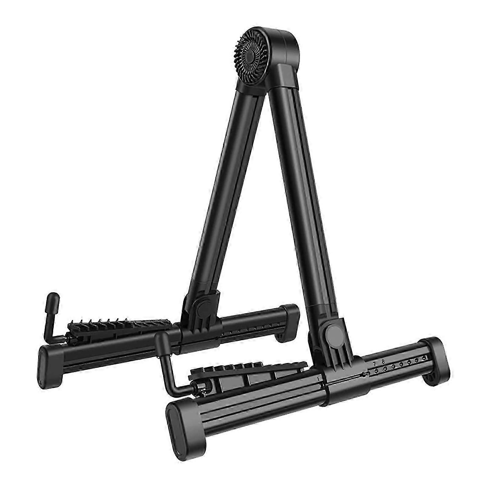 Black A Frame Guitar Stand with Silicone Pad Foldable Stable ABS Folk Guitar Bracket Rack for Home Classroom