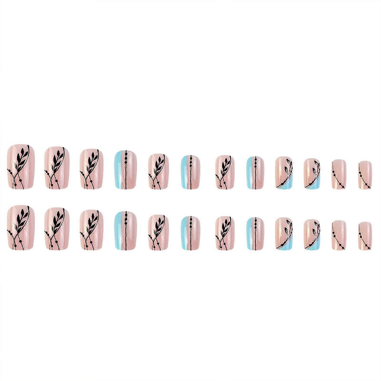 2025 Kit Colla Media Sulle Unghie Rosa Copertura Completa Bastone Sulle Unghie Con Silhouette A Foglia Per La Decorazione Delle Dito Casa Unghie Fai Da Te