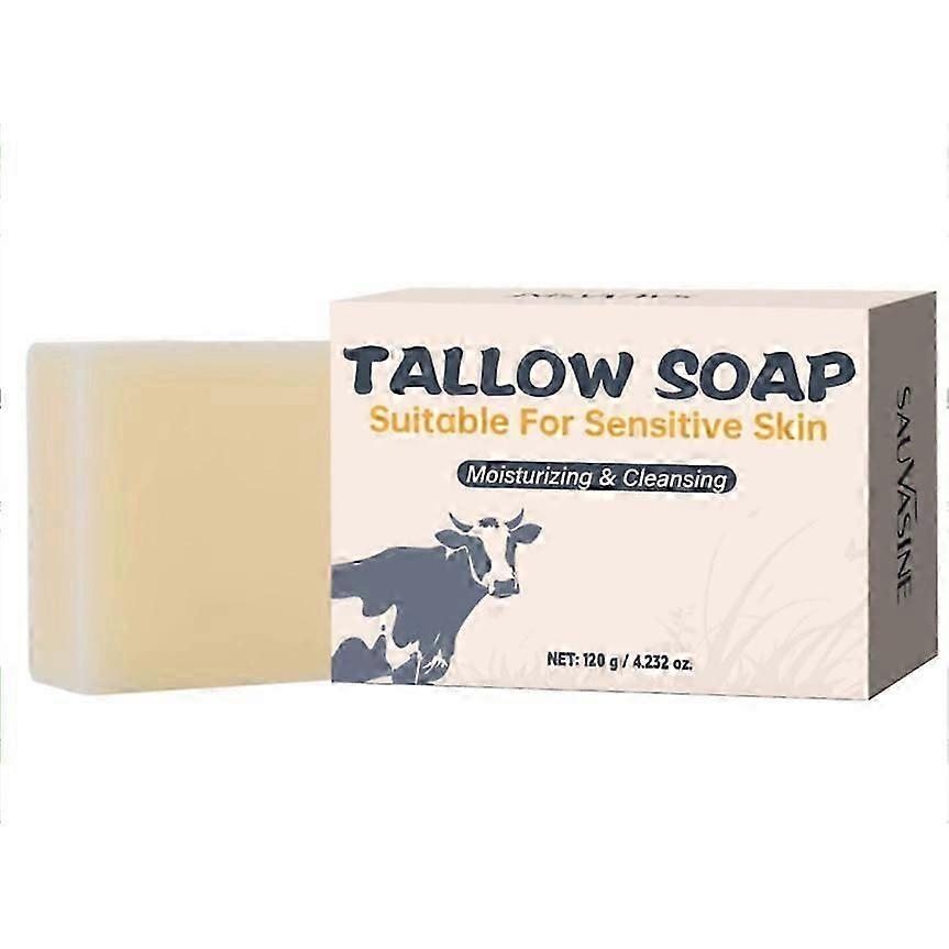 Beef Tallow Soap Bar - All Natural Grass Fed Tallow Soap - Moisturizing Face & Body Wash Great for Eczema, Dry, Itchy - Handcrafted Bath Soap for Sens