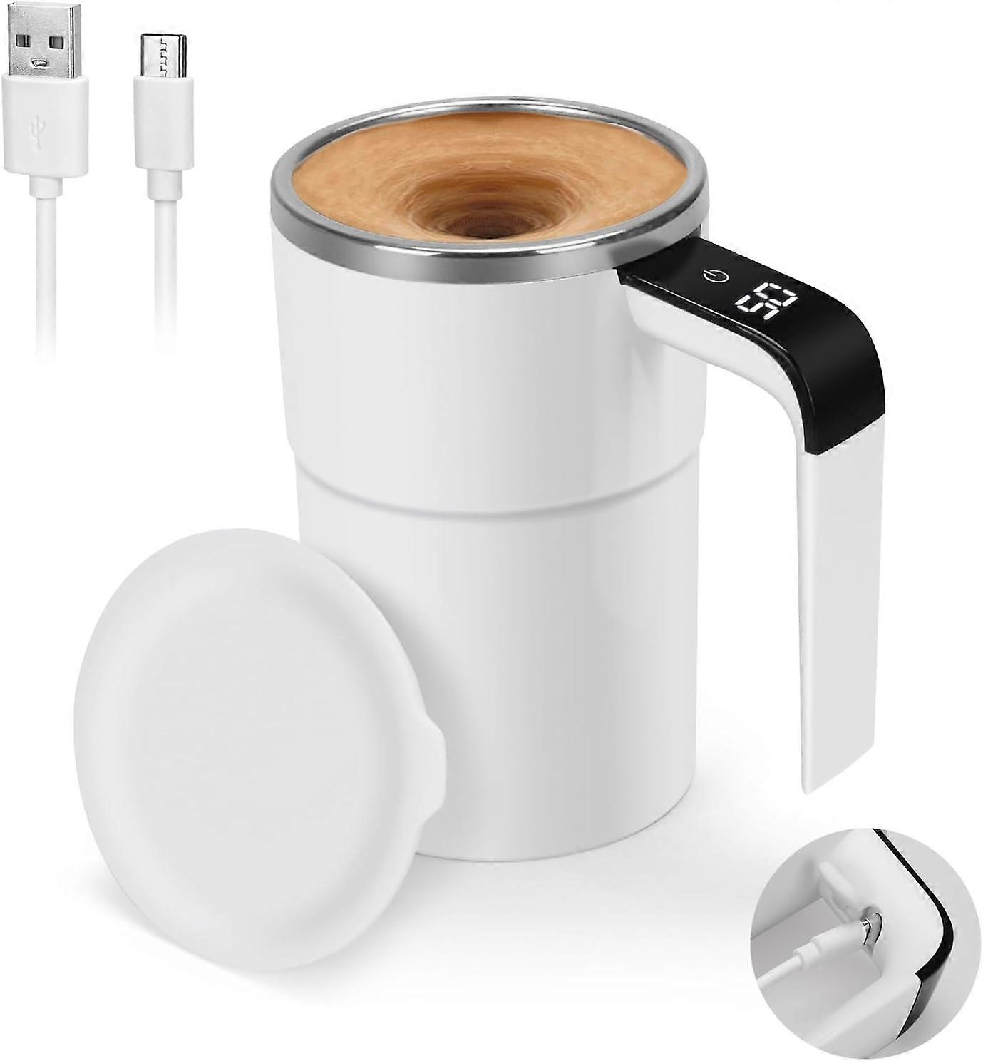 ZENGO Self Stirring Mug, Auto Magnetic Coffee Mug with LED Display Temperature,12oz Self Mixing Cup