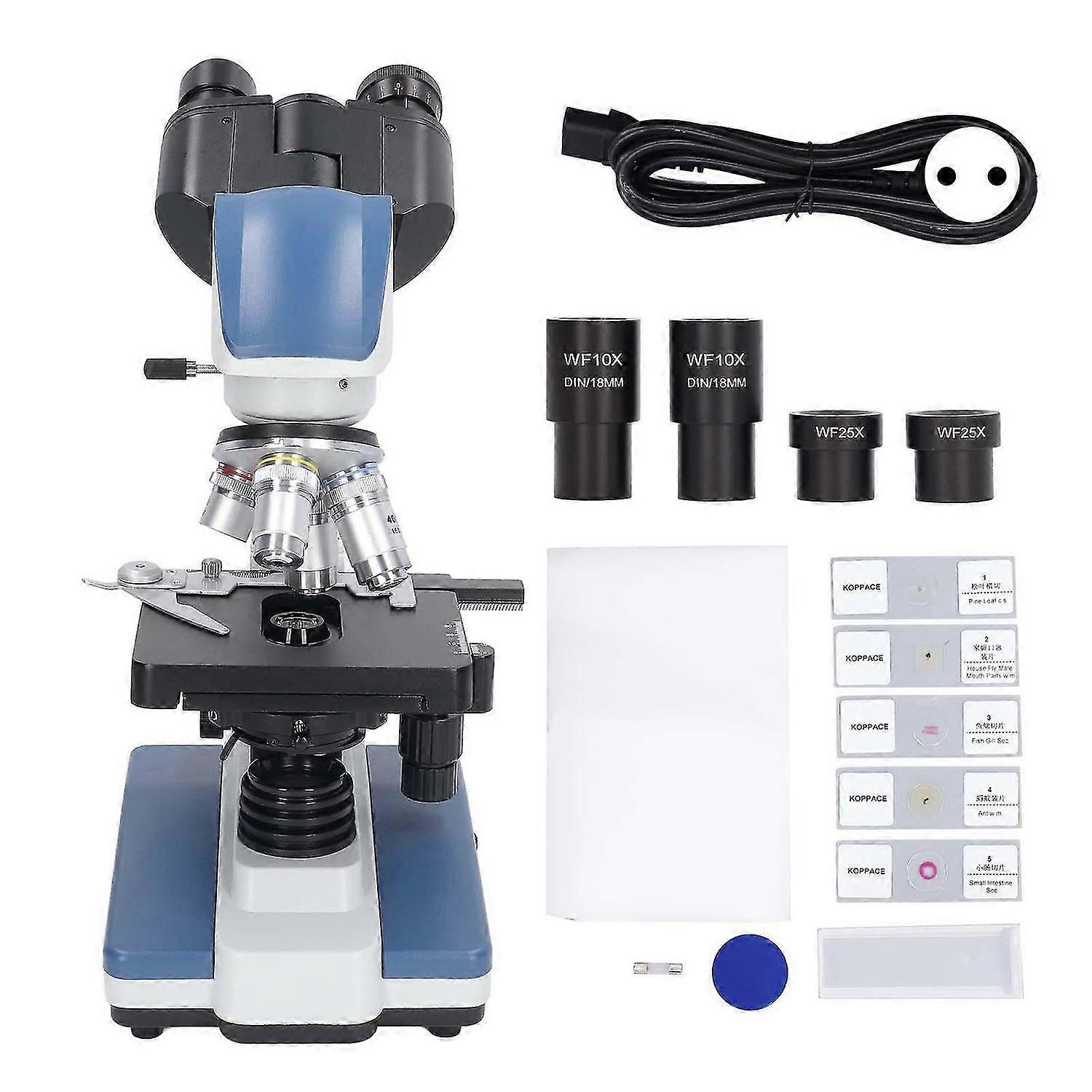 Binocular Microscope 40X To 2500X Double Layer Mechanical Stage Laboratory Compound Binocular Microscope AC85240V EU Plug