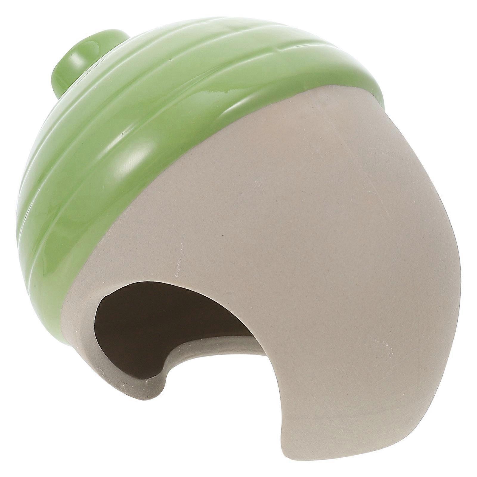 Ceramic Hamster House Acorn Shape Cooling Nest Safe Hideout Small Animals 1Set