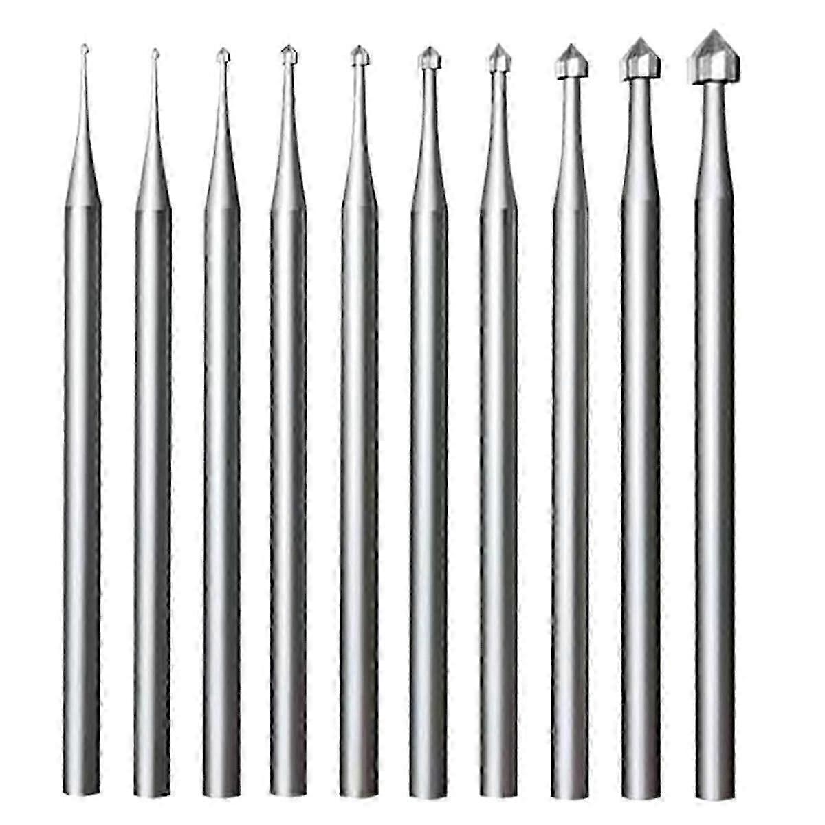 10 Pcs Joias Setting Burr - 3/32Inch Shank Stone Setting Burs Cylinder - Cone Shape Lapidary Maki