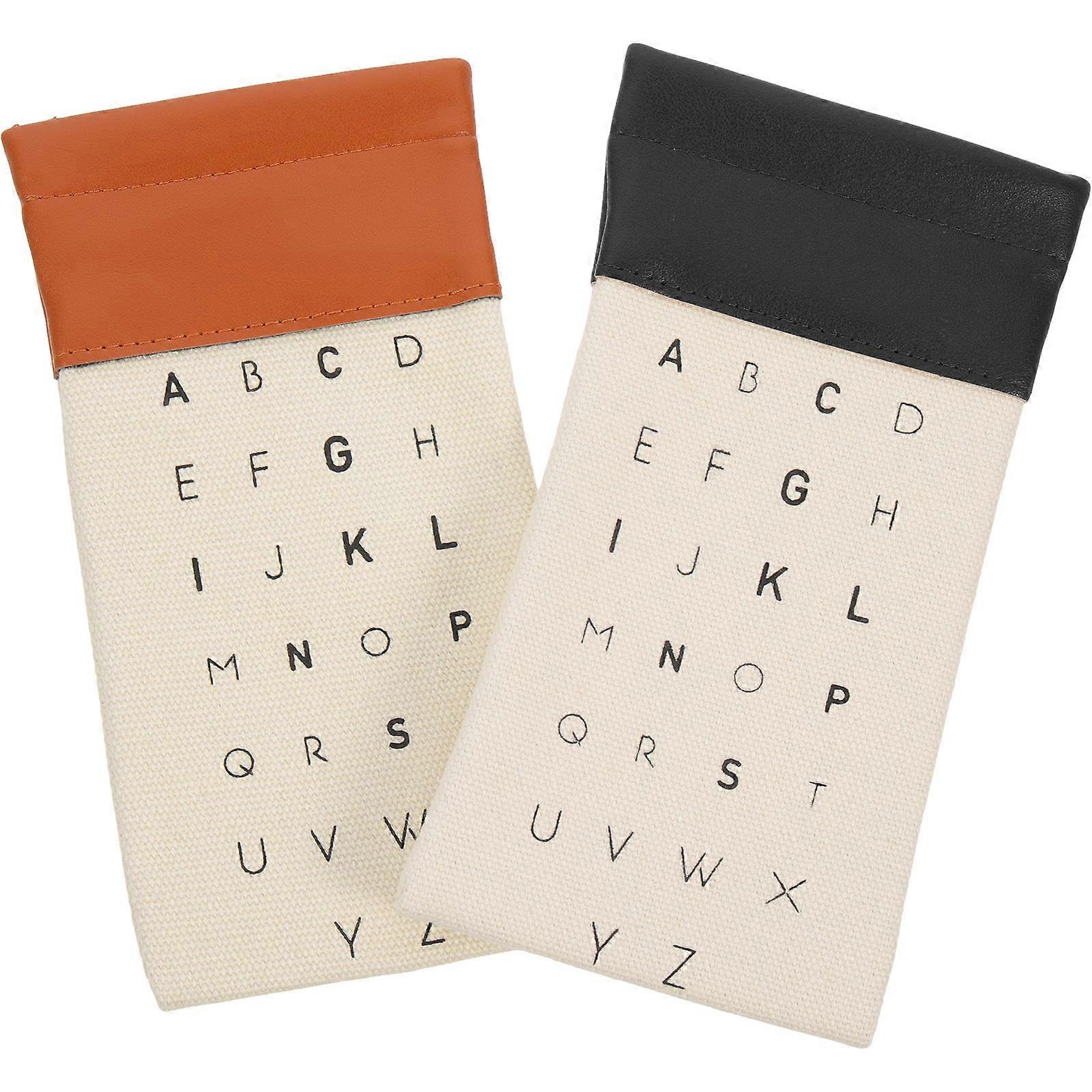 Cases For Spectacles And Sunglasses Eyeglasses Storage Case Brown Canvas Storage 2Set