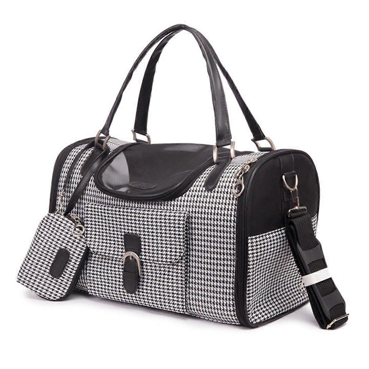 Portable Outing Pet Bag, Breathable and Mesh Dog and Cat Carrying Bag (Grey, S)