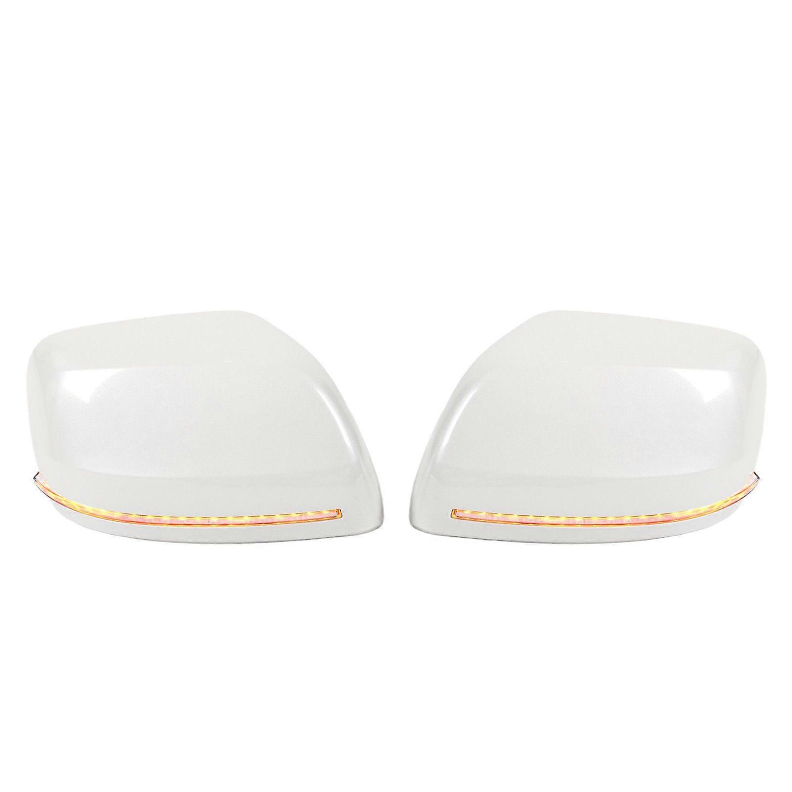 2 قطعة غطاء مرآة الرؤية الخلفية للسيارة مع استبدال ضوء إشارة الانعطاف LED لسيارة لاند كروزر 200 LC200 FJ200 2016 × 2019 أبيض