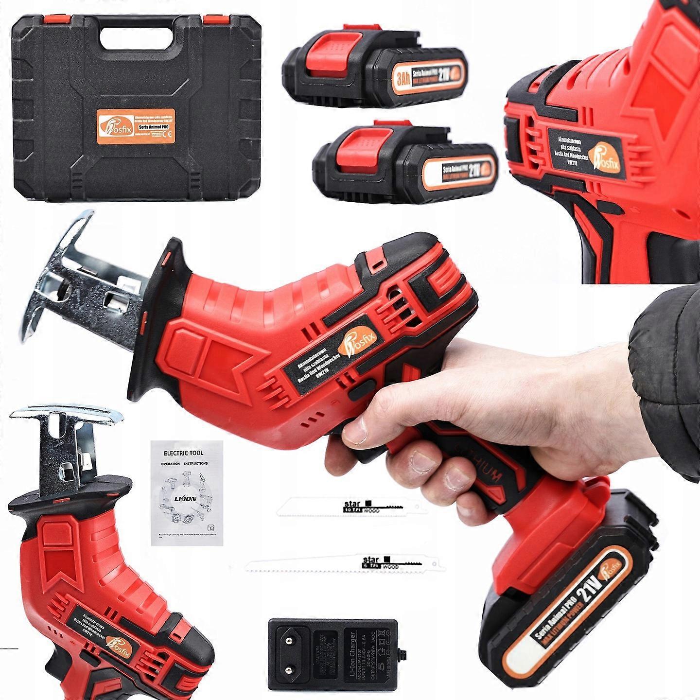Rosfix Cordless Reciprocating Saw Red Woodpecker Rw21V – 21V, 2X Battery, Case | Fast loading, efficient cutting