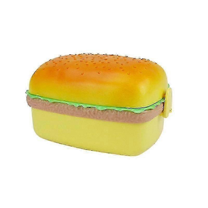 Hamburger Shape Lunch Box Double Layer Cute Burger Bento Box Lunchbox Children School Food Container Spoon Fork Tableware Set