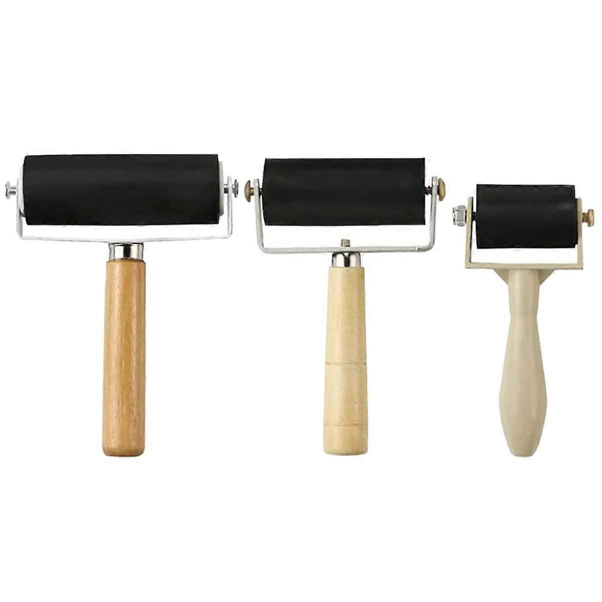 3 pieces rhinestone drawing roller tool for crafting, painting, printing ink, wooden roller