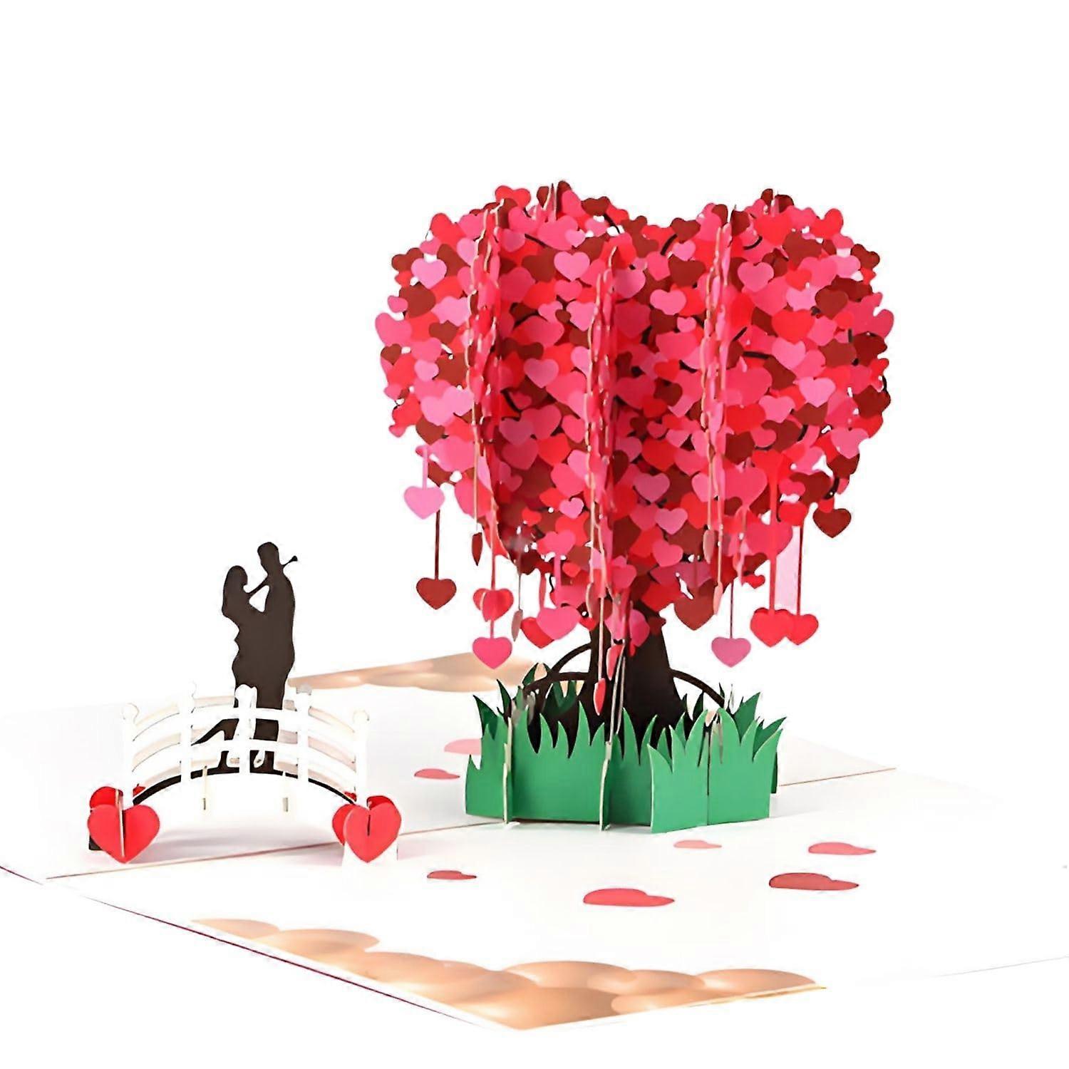 Wedding Card Pop Up 3D Love Tree Card for Wedding Anniversary with Envelope Romantic Gift for Bride and Groom