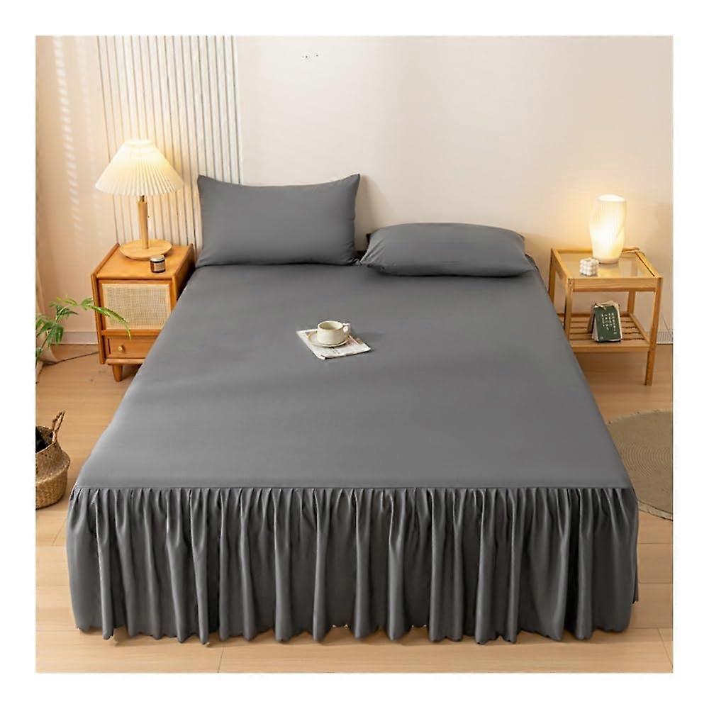 Solid Color Bed Skirt With Elastic Band, Four Corners, Brushed, Queen Size 150x200x45 cm, 1 Pc, Pillowcase Not Included