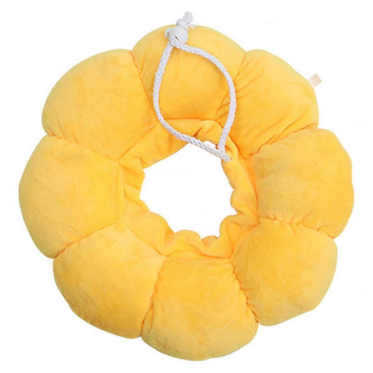 Cone Shaped Cat Collar For Cats XS Size Cotton Material Circular Design Yellow Prevents Licking and Biting