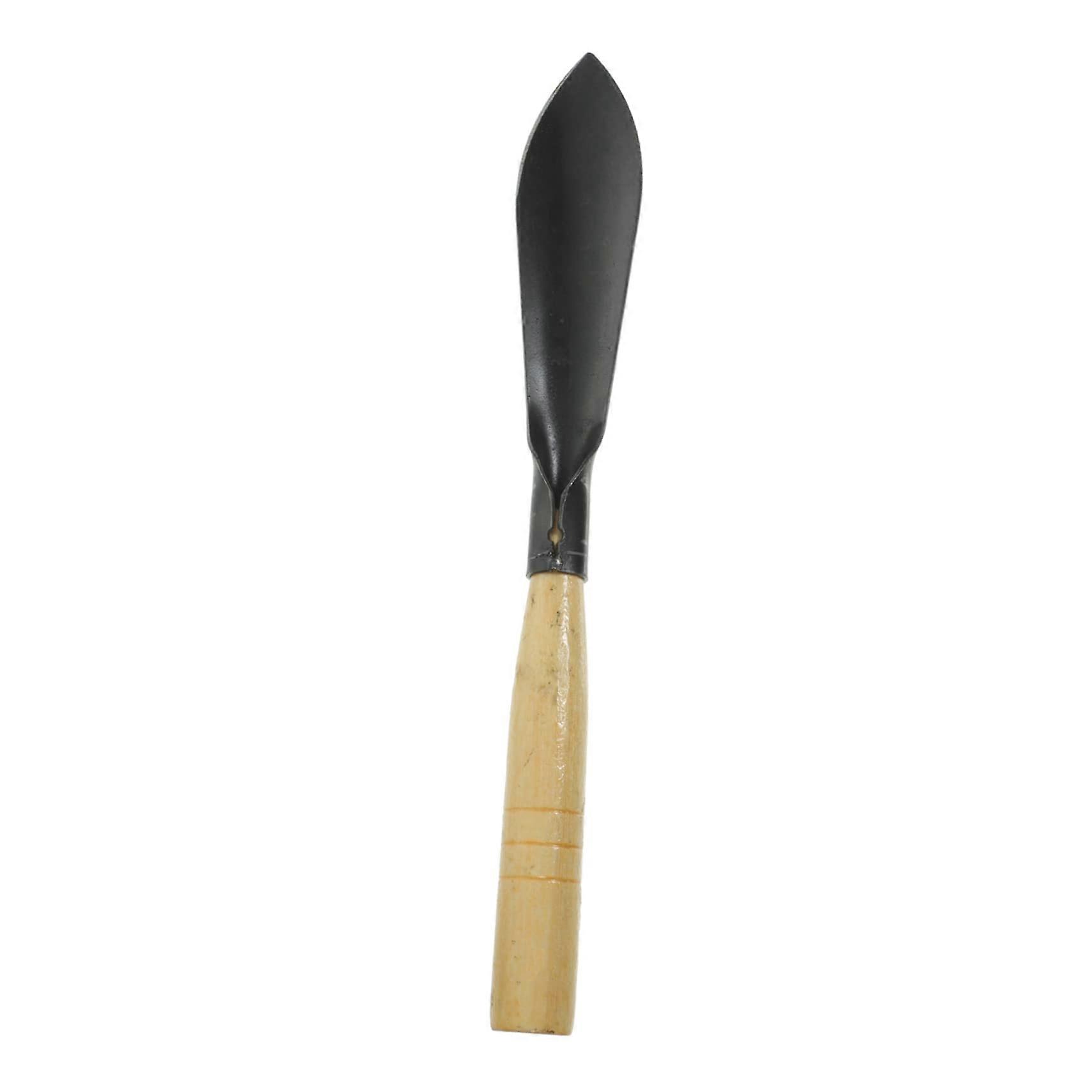 Garden trowel with wooden handle, small for gardening, digging plants, and weeding, sturdy.