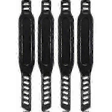 Universal Adjustable Rubber Pedal Straps for Exercise Bikes, 2 Pairs, Black