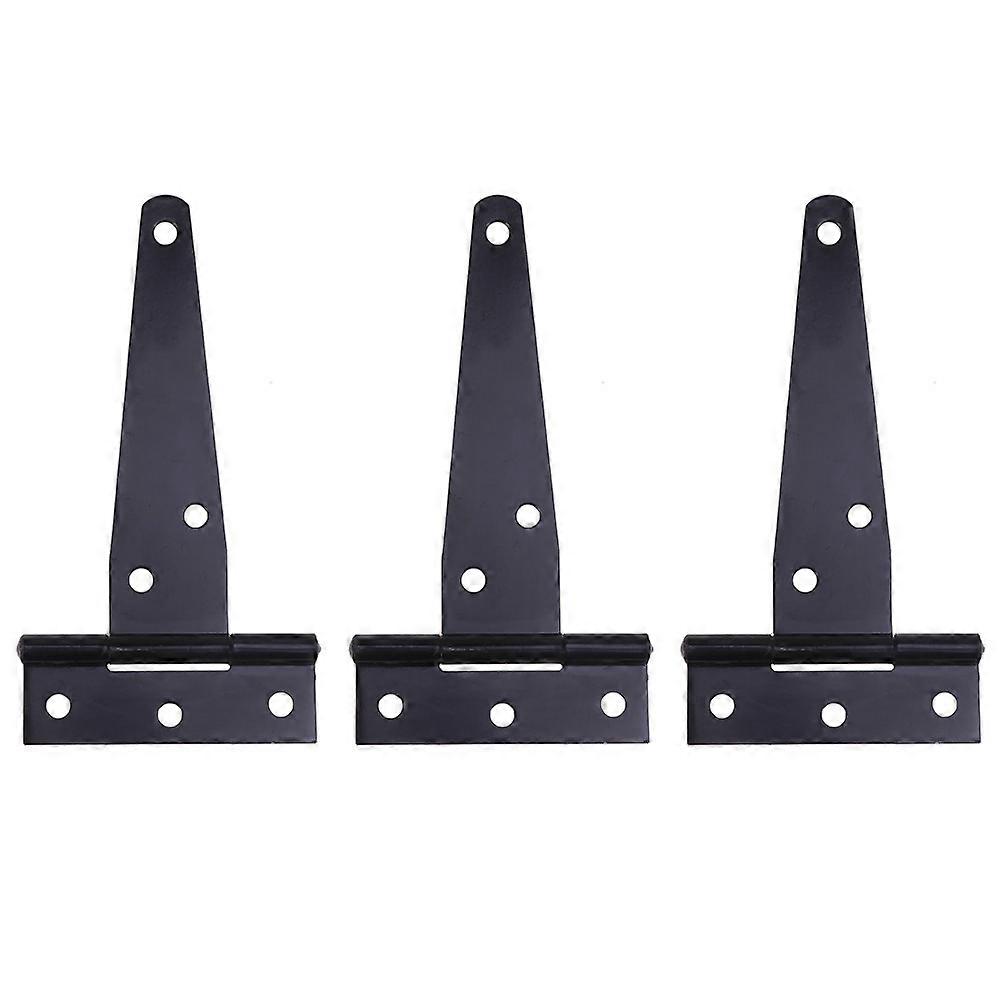 2PCS 3 Inch T Shape Rustproof Duty Shed Gate Strap Hinges (Black)