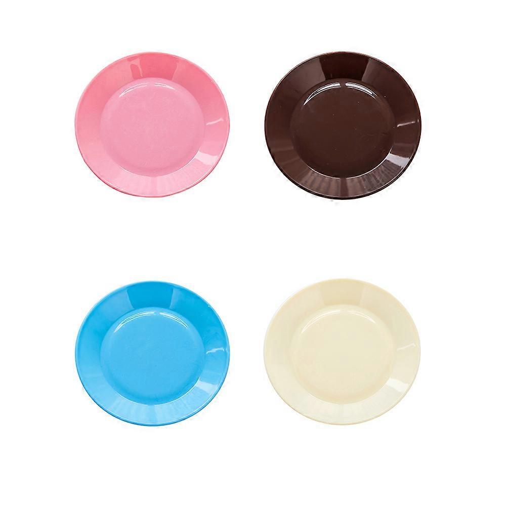 Plates for Kitchen Food Grade PP Material 5 Pcs 13CM Round Flat Plates Assorted Color
