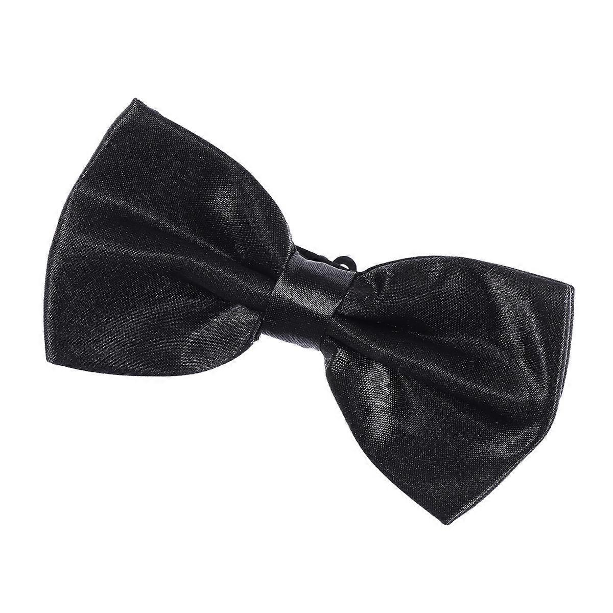 Gentleman Bow Ties with Silky Touch and Super Gloss Ideal for Formal Occasions Black Polyester Silk Adjustable Size