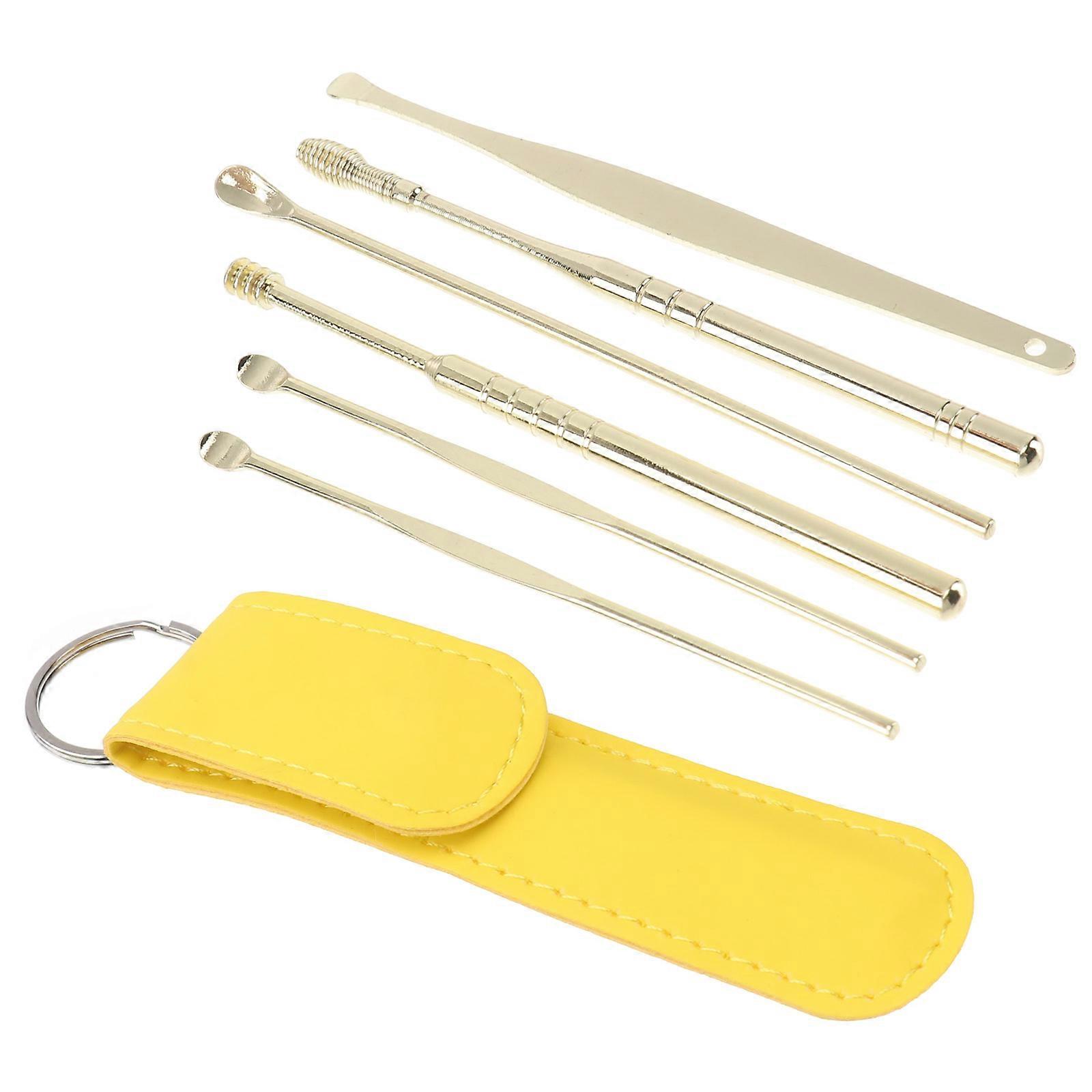 Ear Cleaning Kit with Storage Bag 1 Set of Spiral Ear Picks for Earwax Removal Golden Color Safe