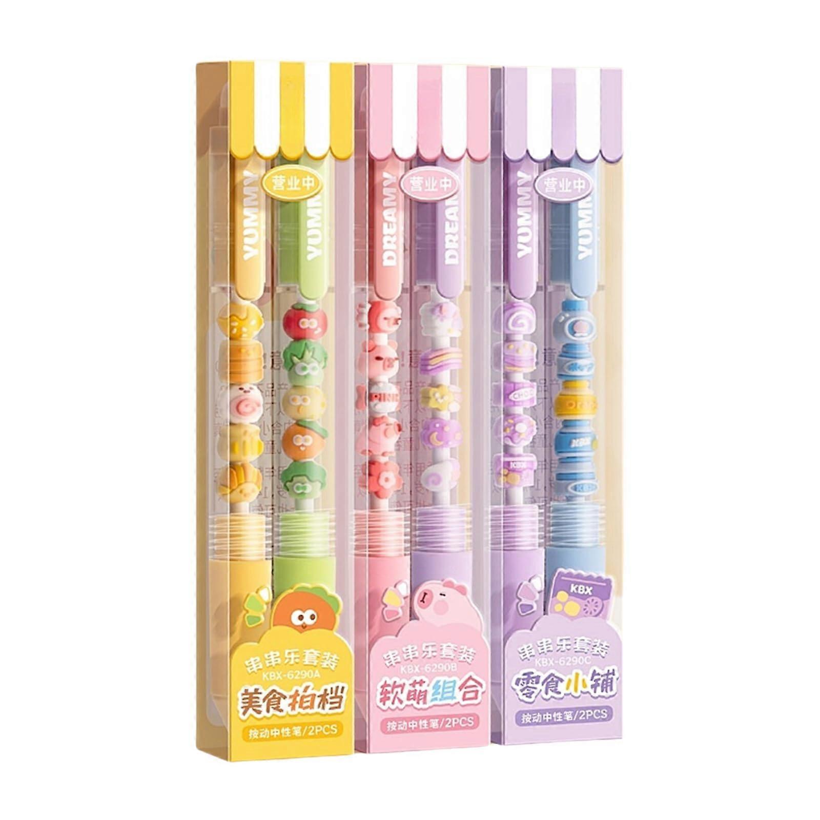Retractable gel pen with cartoon beads, for writing, notetaking, journaling, 0.5 mm, quickdrying, office writing pen, 2/4 pieces. Ref: 3598