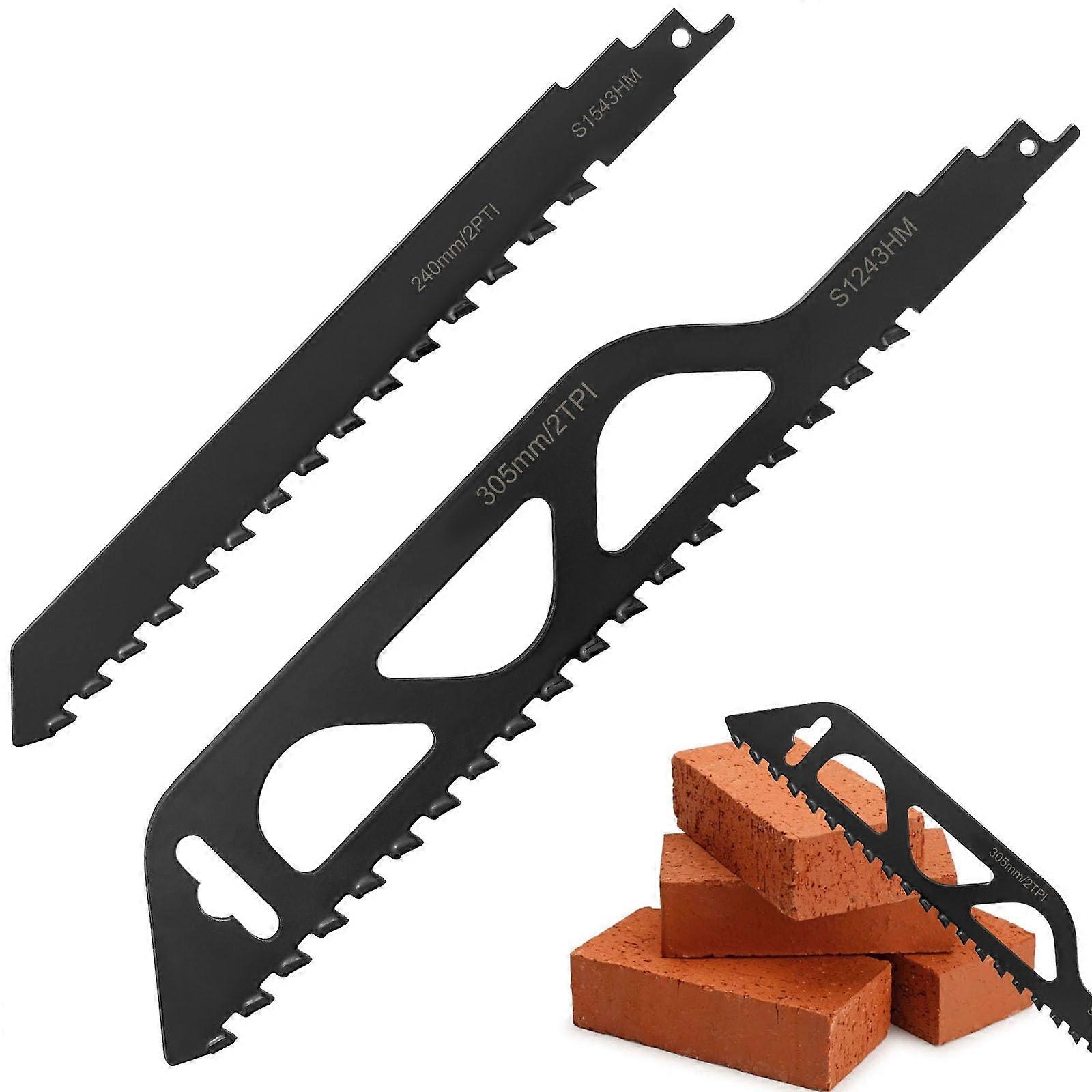 Reciprocating Saw Blade Set 240 305 mm, Carbide HM Blades for Aerated Concrete, Wood, Stone, Compatible with Einhell, Dewalt, Bosch, Makita