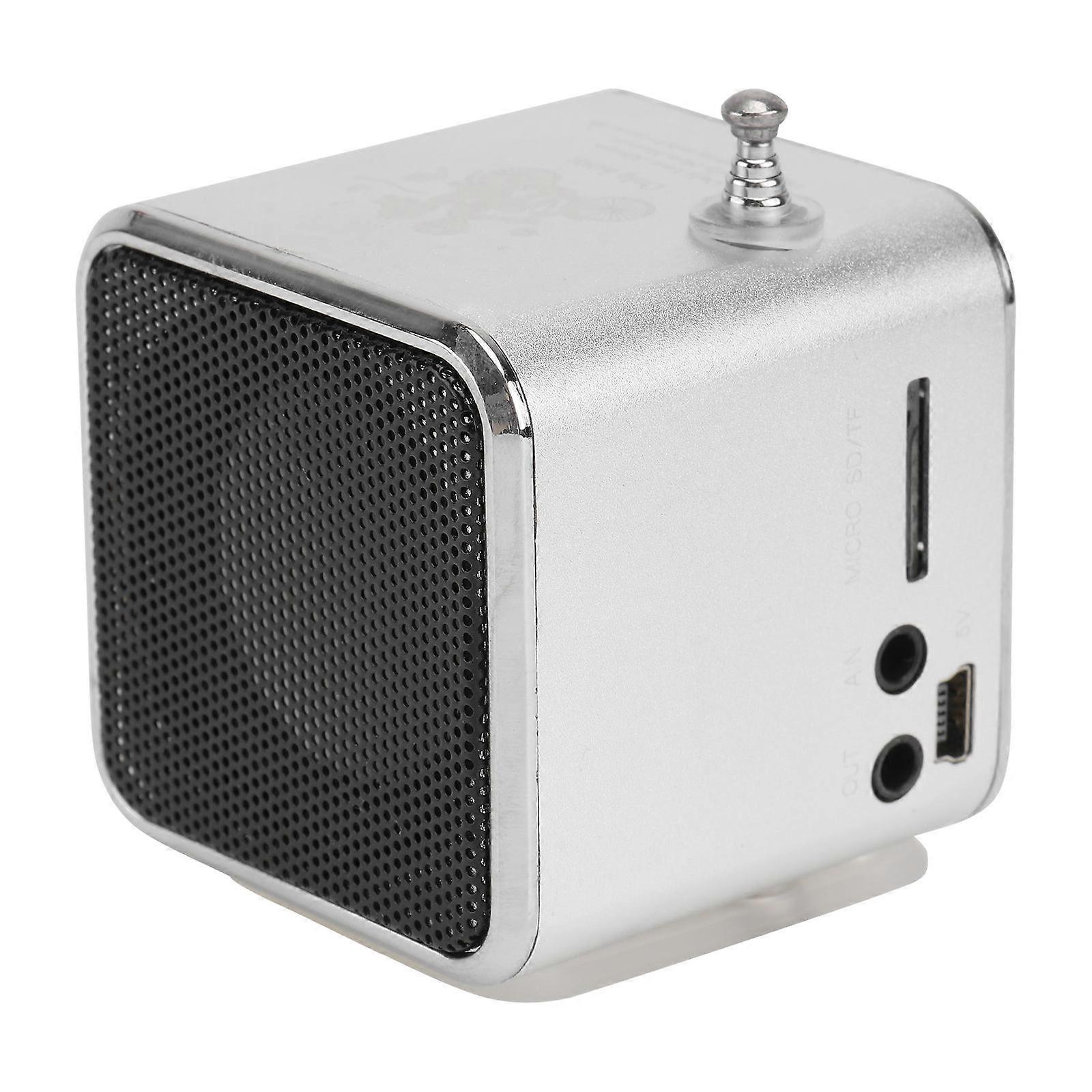 Compact Mini Digital Speaker Rechargeable Battery 3.5mm Audio Input Indoor Use Silver 5.00X5.00X5.00CM 1Pack