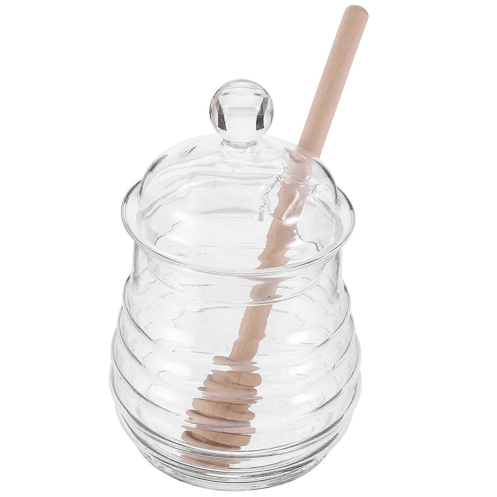 Honey Pot Glass Honey Container Kitchen Use Bee Enthusiasts Transparent Easy to Clean 1 Set