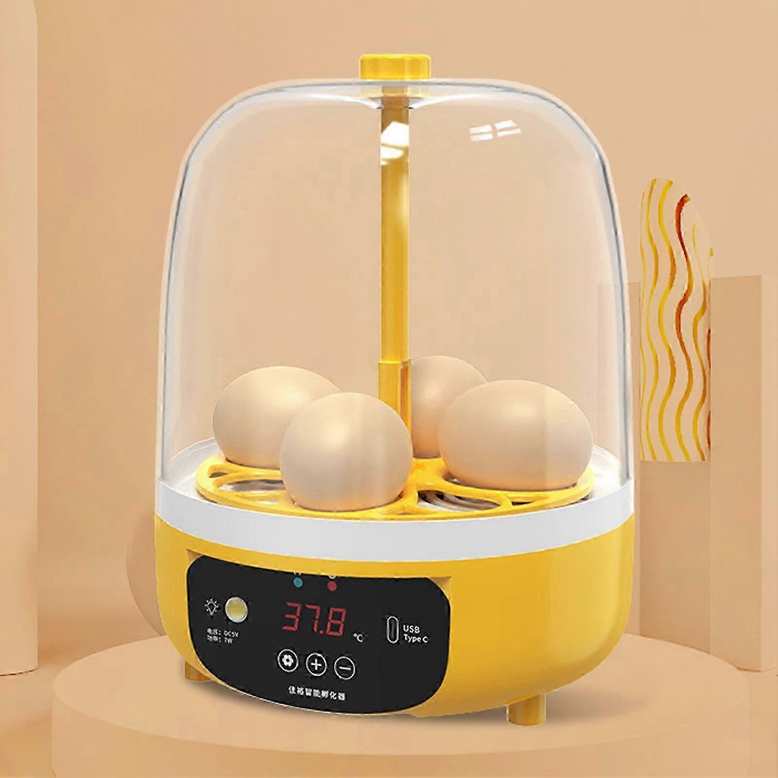 4 Eggs Incubator Temperature Humidity Control Visual Low Noise Energy Saving Usb Mini Poultry Hatcher For Home Child Enlightenment Manual Egg Turning