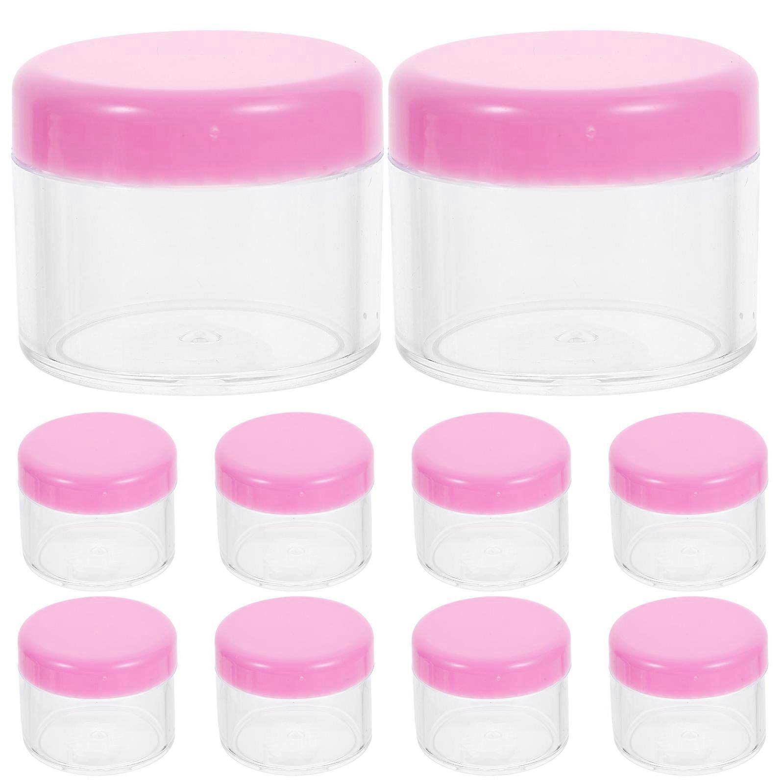 Mini Makeup Containers Small Clear Jars Leak-Proof Pink 3.60X3.60X3.10CM 12Pcs