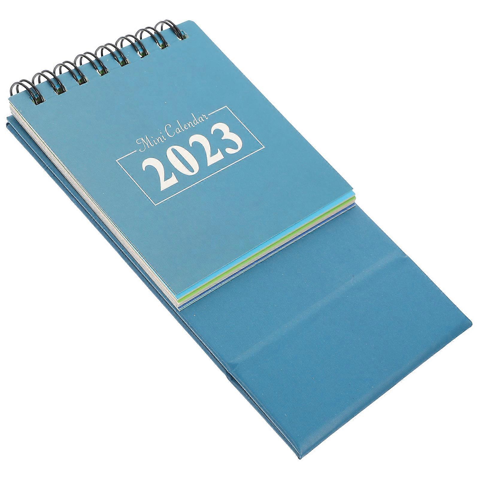 Mini Desktop Calendar Blue English Print High Grade Tabletop Memo Organizer for Office Home Scheduling Decoration Smooth Practical Design