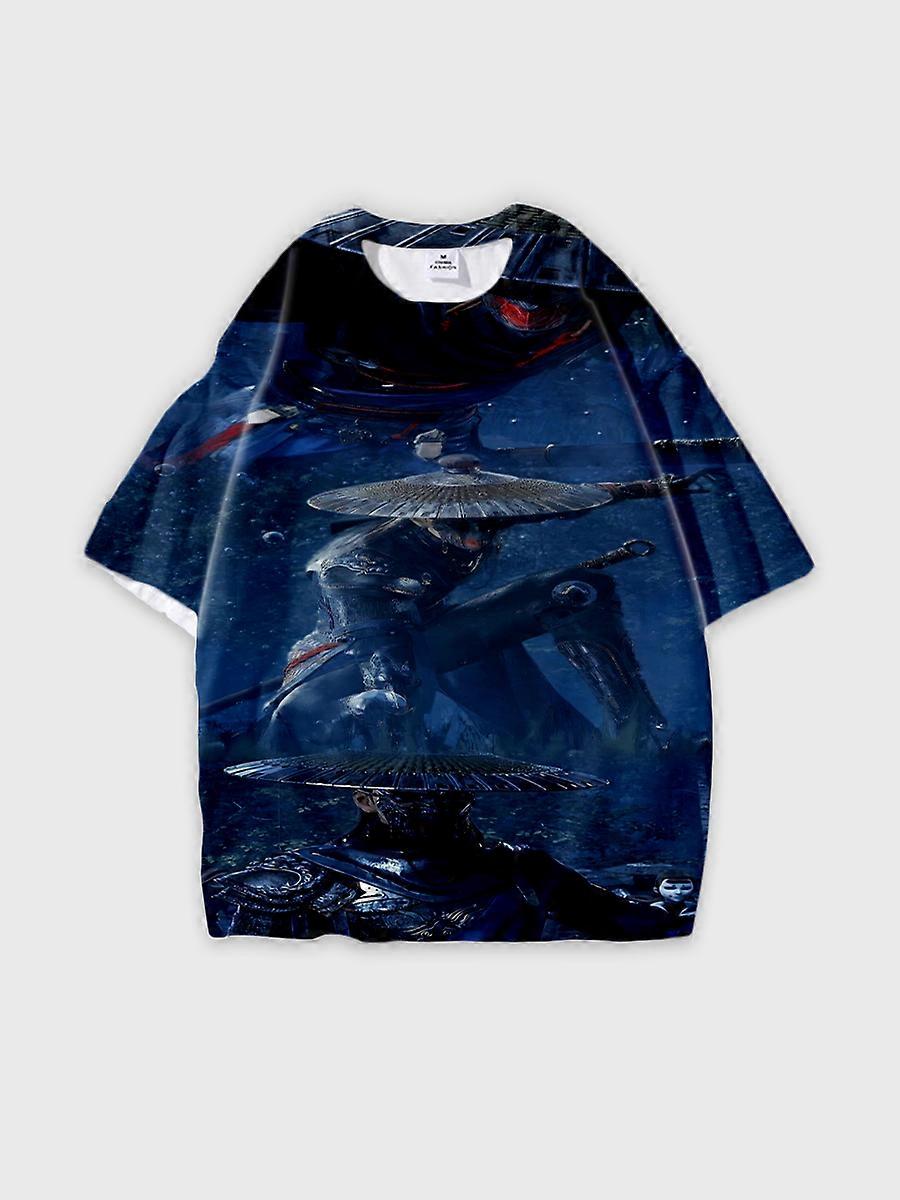 T-shirt round neck Character Pattern loose short sleeve P2302