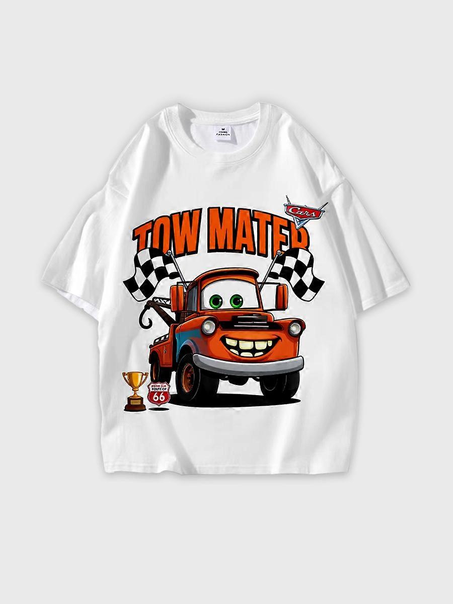 T-shirt round neck Animation Character Pattern loose short sleeve E1163