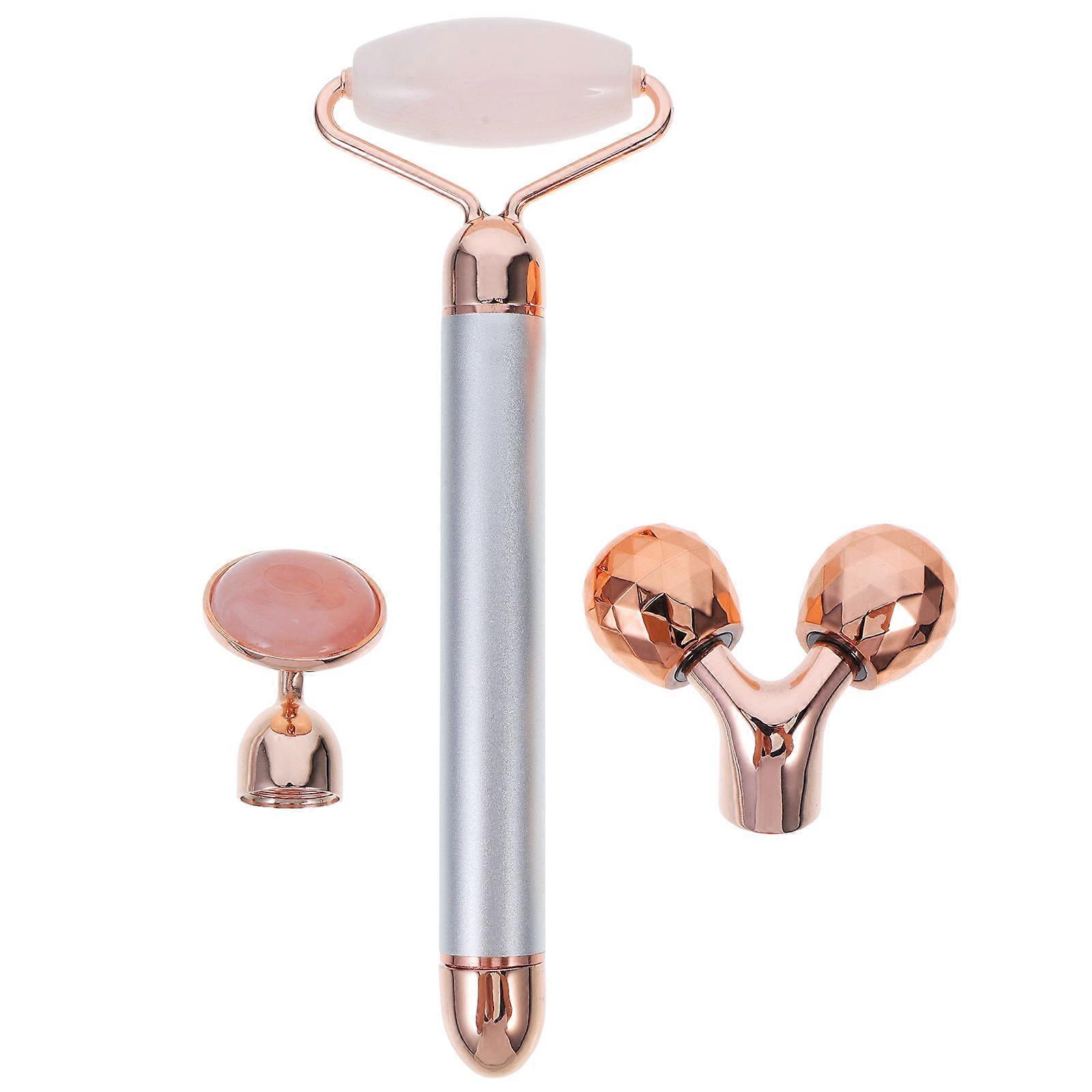 17X6Cm Natural Jade Crystal Roller Facial Massager For Women To Eliminate Muscle Tension And Reduce Puffiness 1Set