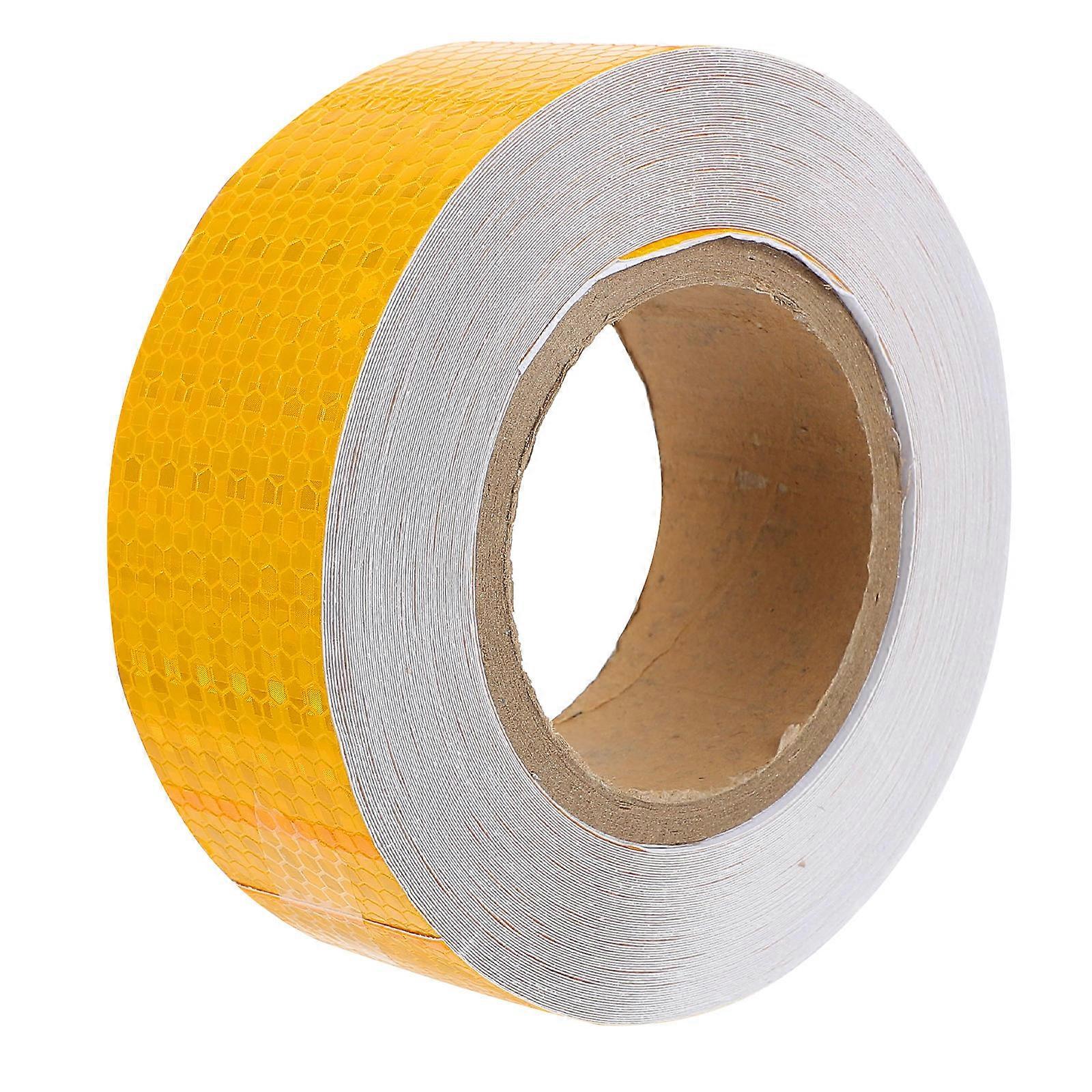 Warning Reflective Tape With Hexagonal Honeycomb Pattern Prisms For Vehicles 2500X5X0.20Cm Orange Water Resistant 1Set