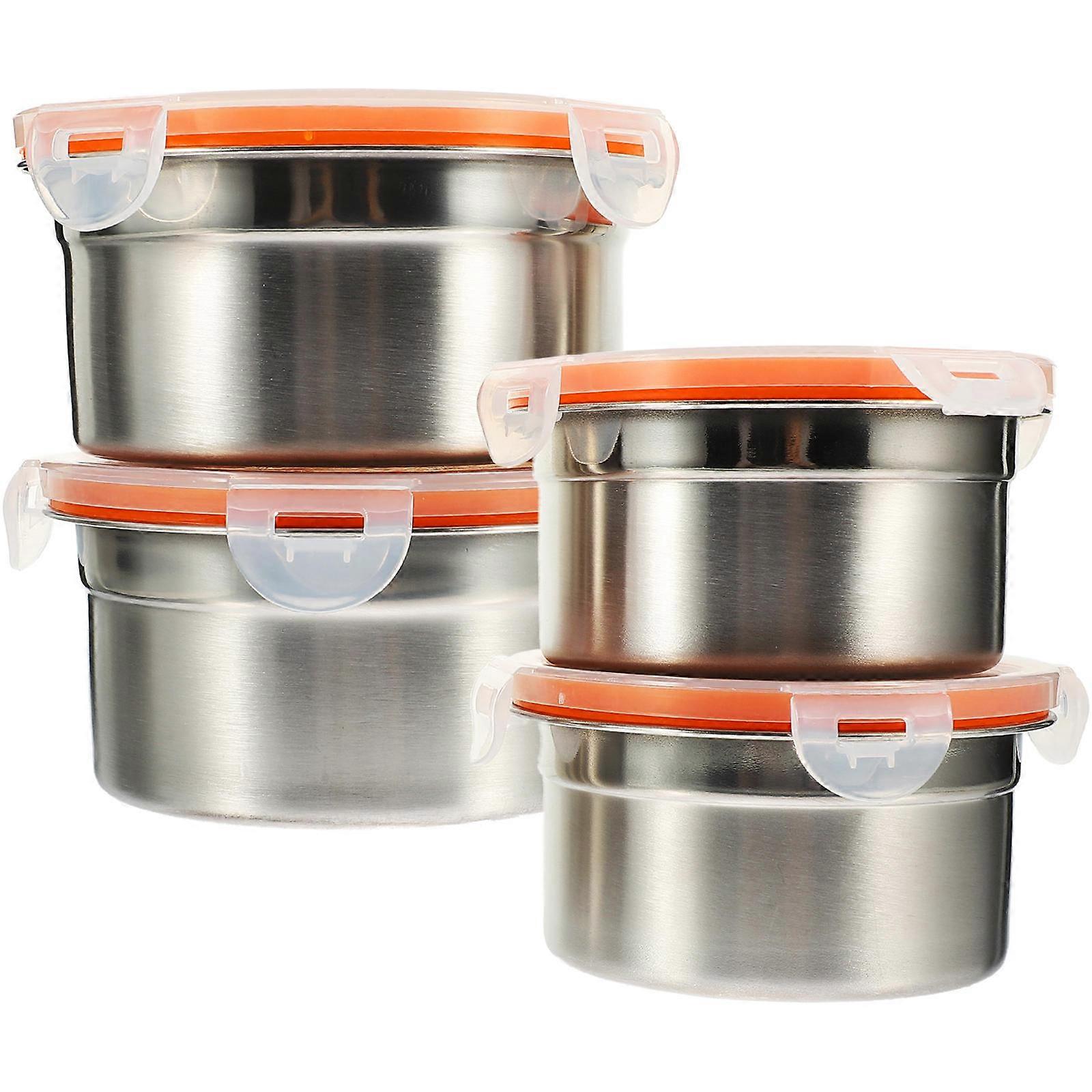 Silver Stainless Steel Freezer Safe Containers for Home Use with Lids Ideal for Food Storage 4pcs