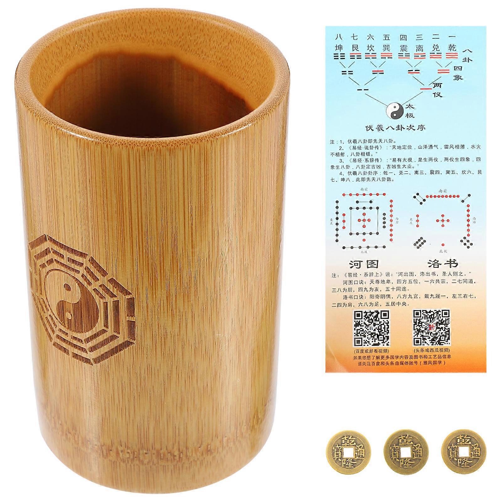 Divination Game Bucket Set Copper Coins For Temple Use Light Brown Simple And Elegant 1 Set