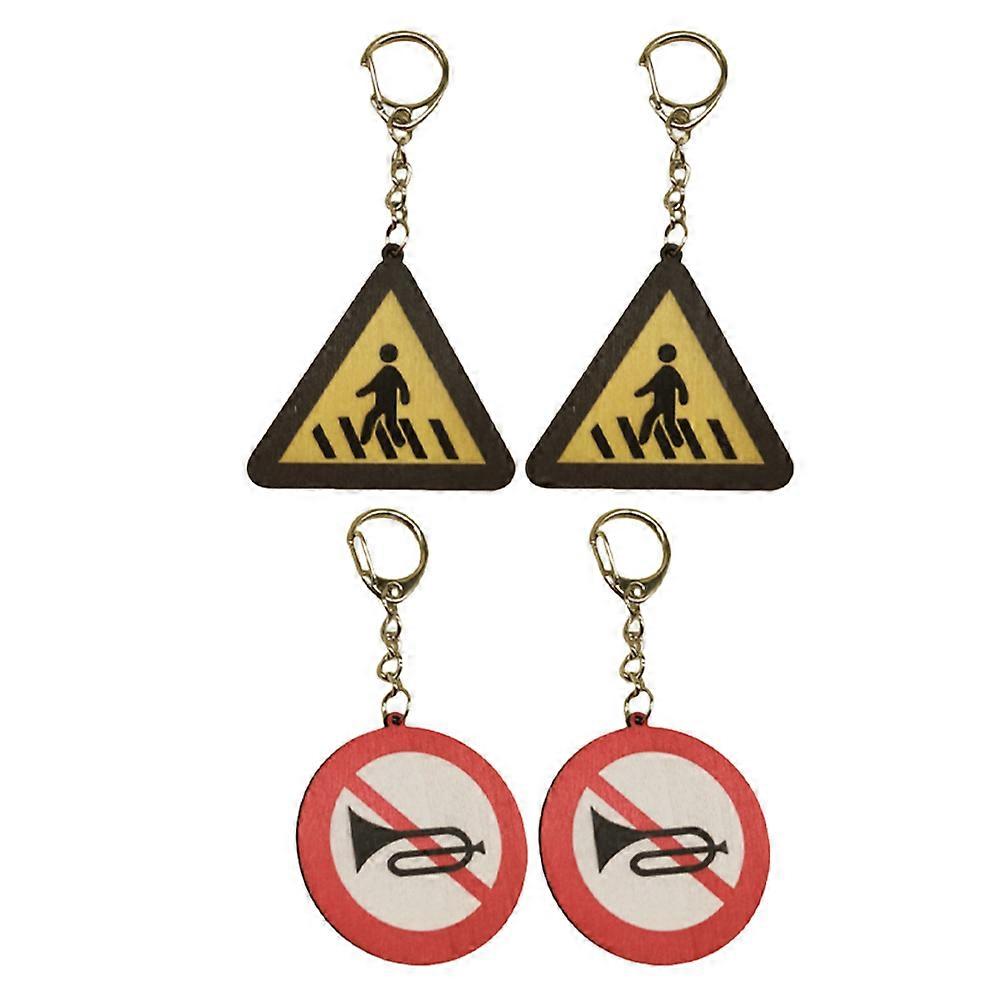 Purse Key Chain Traffic Sign Key Pendant Assorted Color Rectangular Classic Design Key Attachment 4Pcs