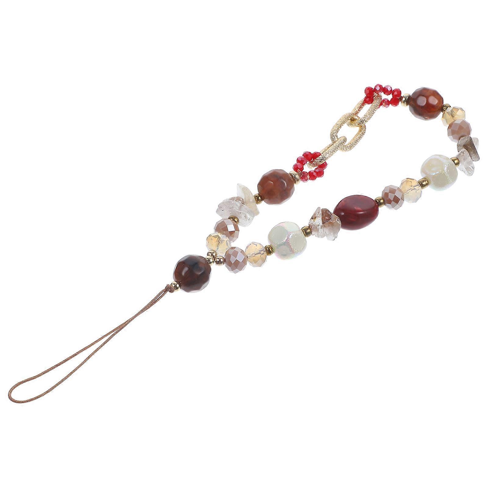 Mobile Phone Chain Aluminium Crystal Beaded Phone Charm Family Office Use Durable 24.5cm X 1.3cm 1Pack