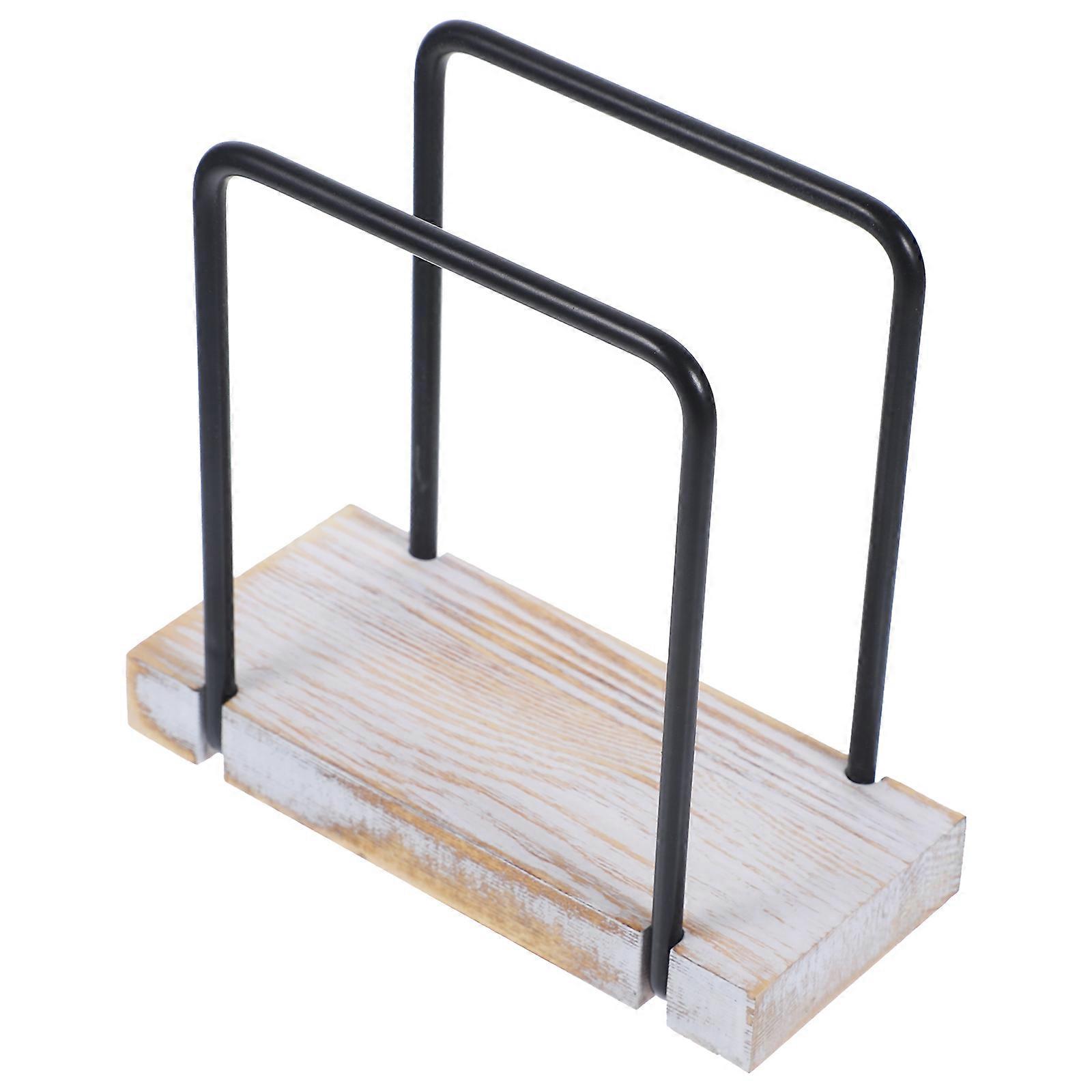 Rustic Napkin Holder Stand for Home with Smooth Surface and Unique Design Made of Wood and Iron 7.5 x 4.5 Inches