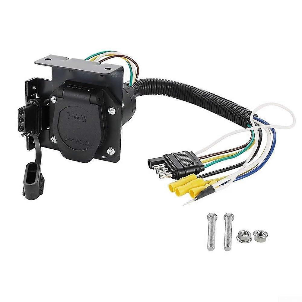 4-Pole to 7-Pole Trailer Adapter for Seamless Vehicle Connectivity, Heavy-Duty, Durable, Universal Compatibility