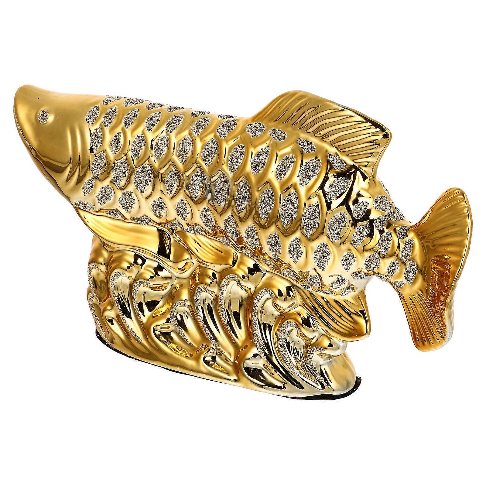 Creative Fish Shaped Ceramic Ornament – Unique Desktop Decor with Flat Bottom Design for Home and Office