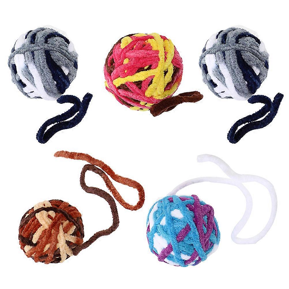 Yarn Cat Balls Interactive Play Bell Sound Durable Resistant to Biting Pet Kitten Cats 5Pcs