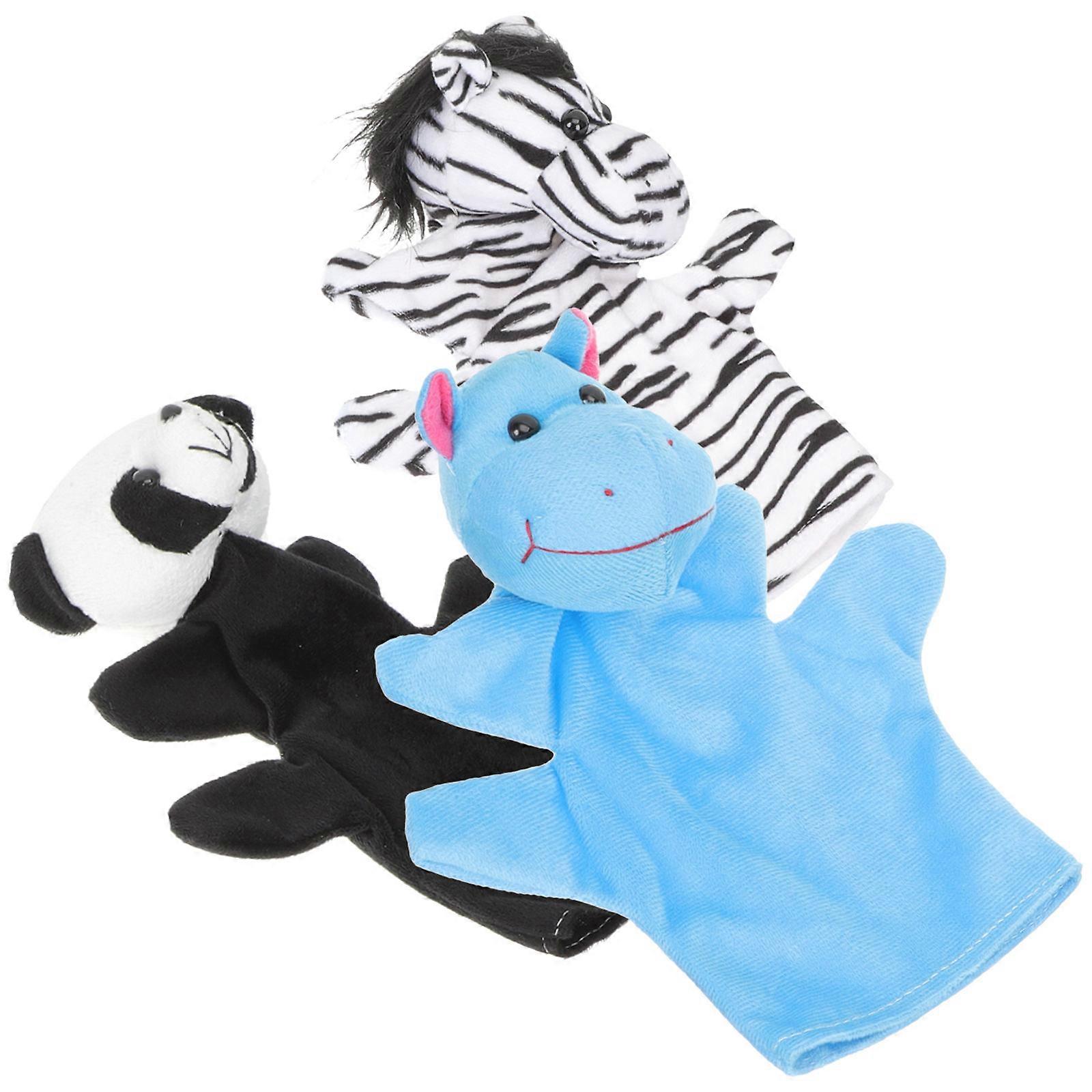 Hand Puppets Stuffed Hand Puppets Animals Theme Stage Performance Props Creative and Interesting 3Pcs
