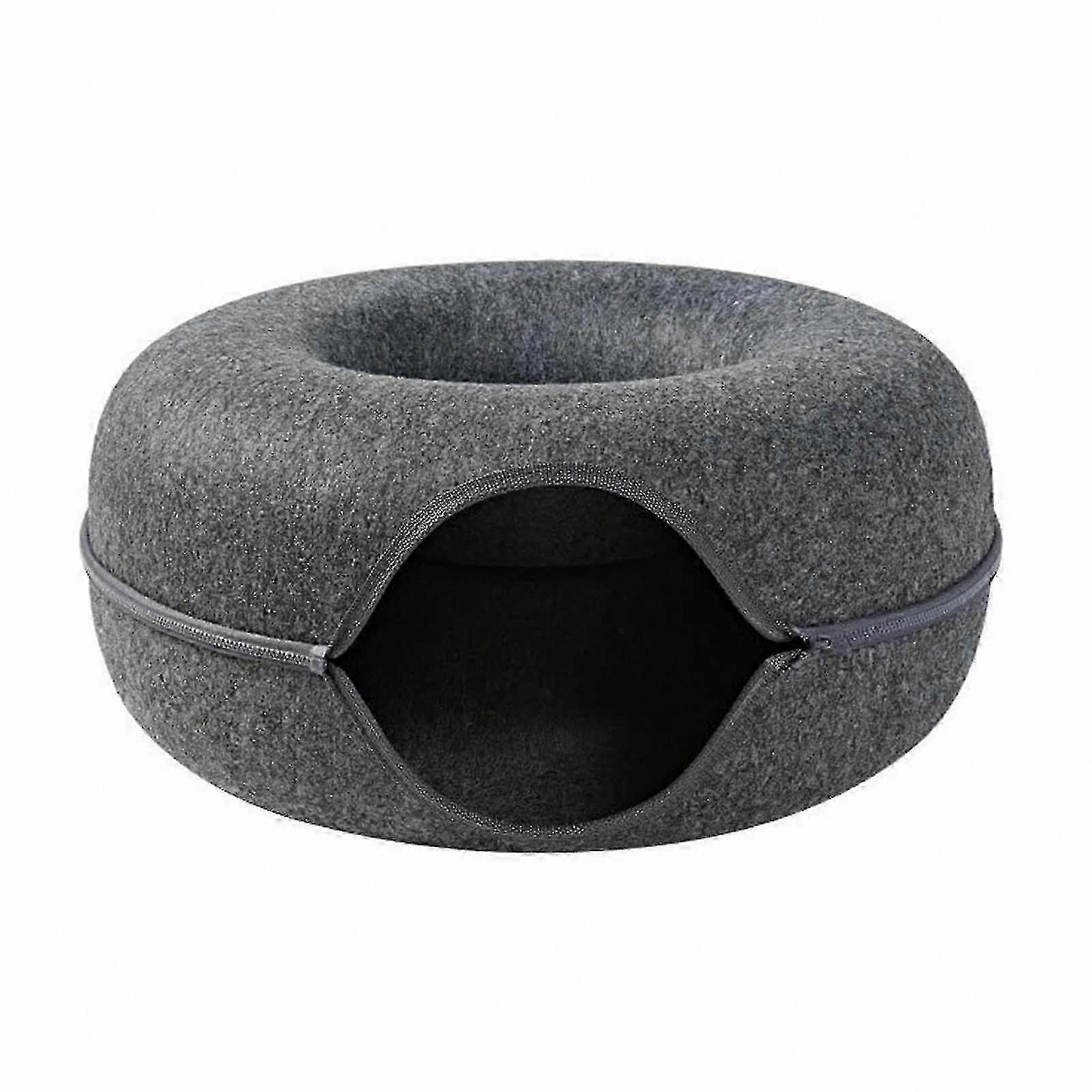 Round Felt Pet Bed Semi-Closed Cat Nest Removable Washable Pet Tunnel Resting Spot