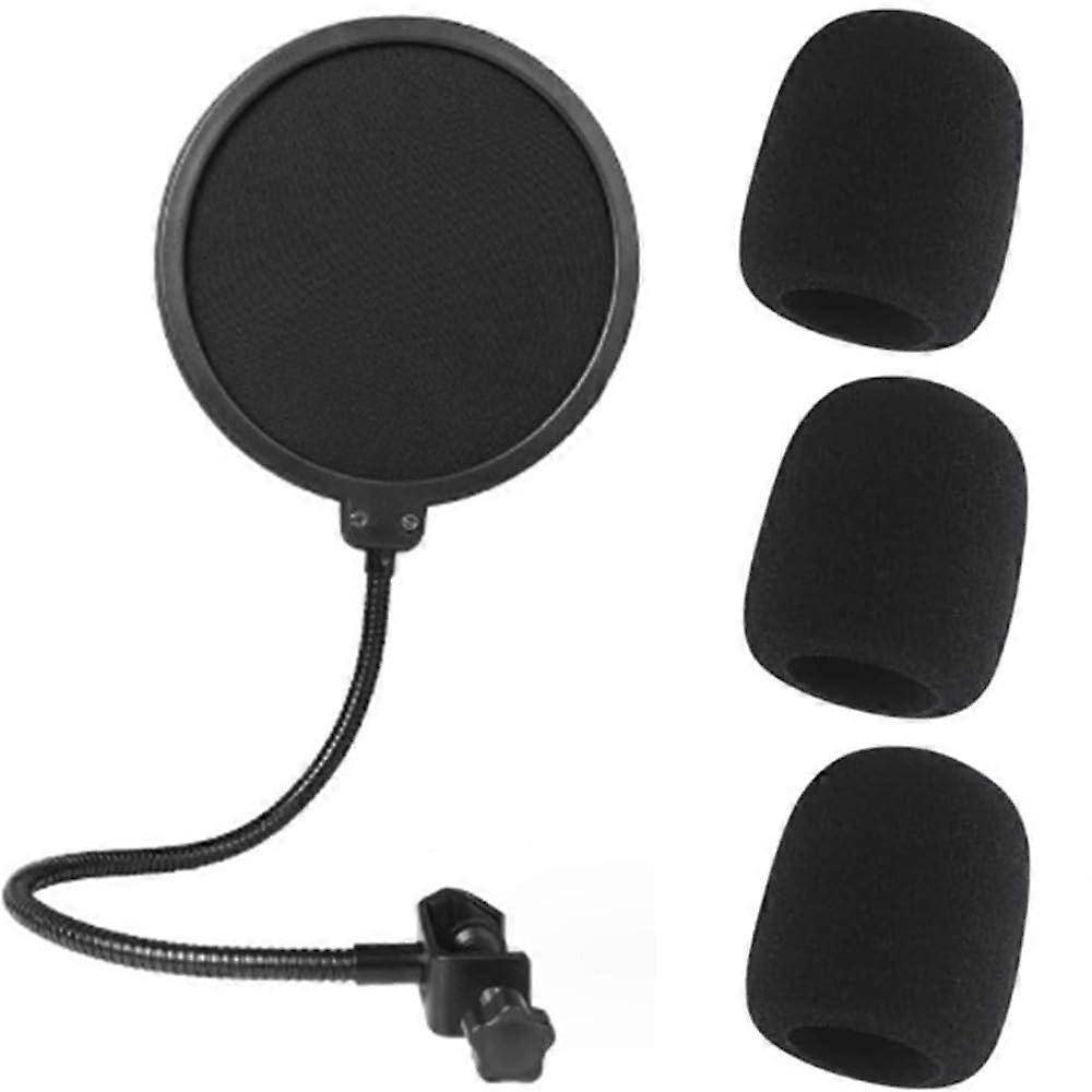 Pop Filter Microphone Anti Pop with 3 Sponge Windproof Flexible Gooseneck Arm 360° Rotating