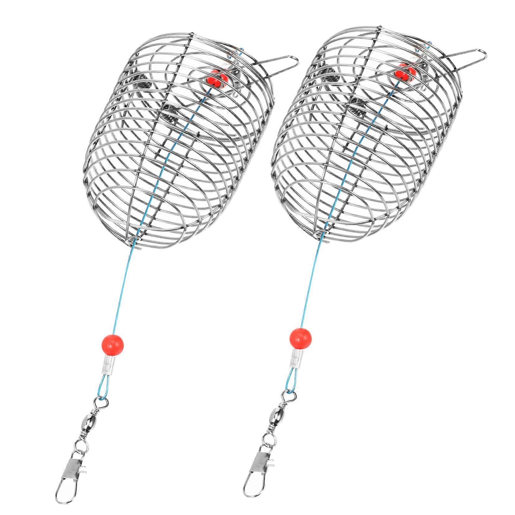 Fishing Bait Cage 2-Pack, Durable Angling Feed Basket for Trout, Eel, Shrimp, Effective Bait Holder